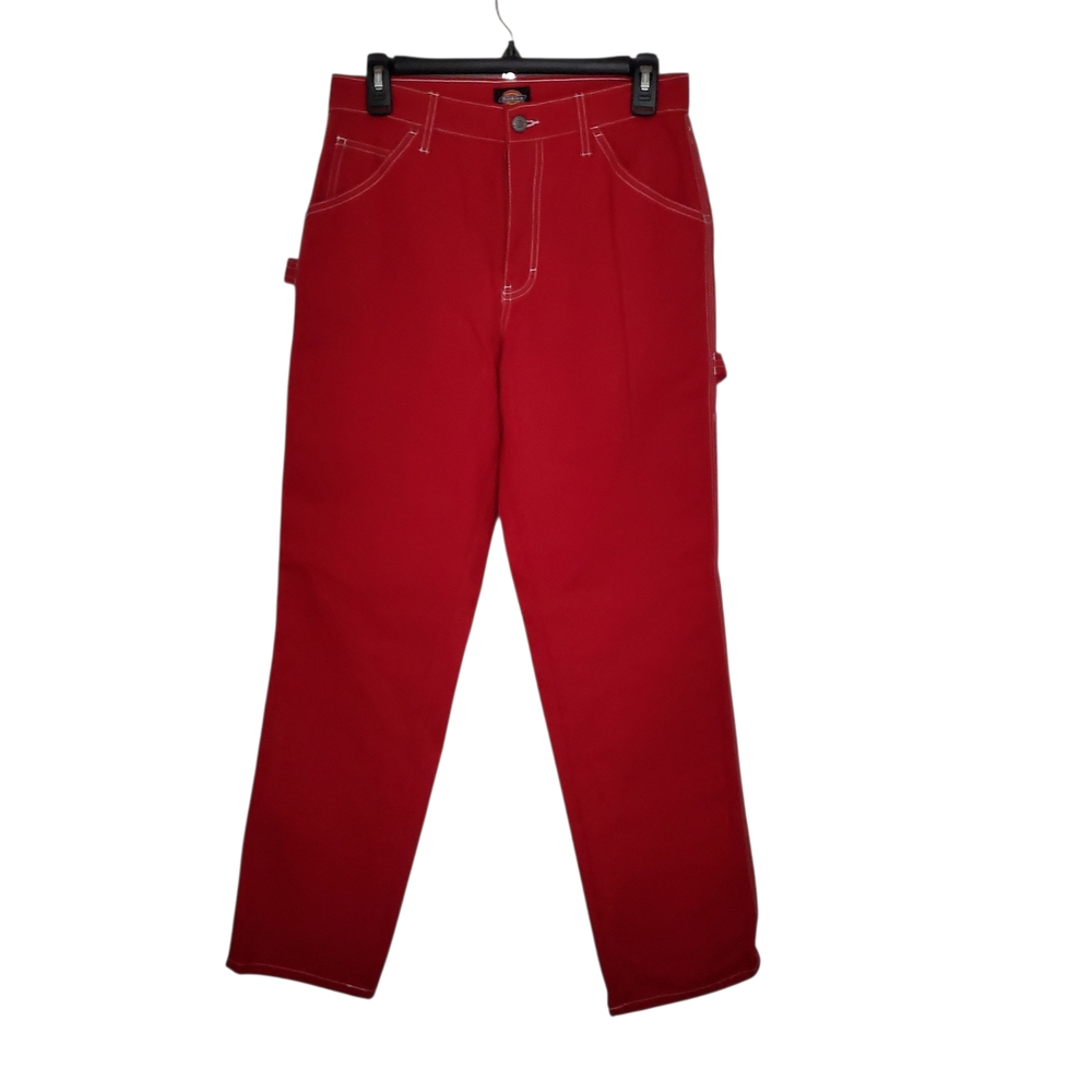 Dickies Juniors Carpenter Pants Size 3/26 Red High Rise Straight leg Jeans - Picture 12 of 13
